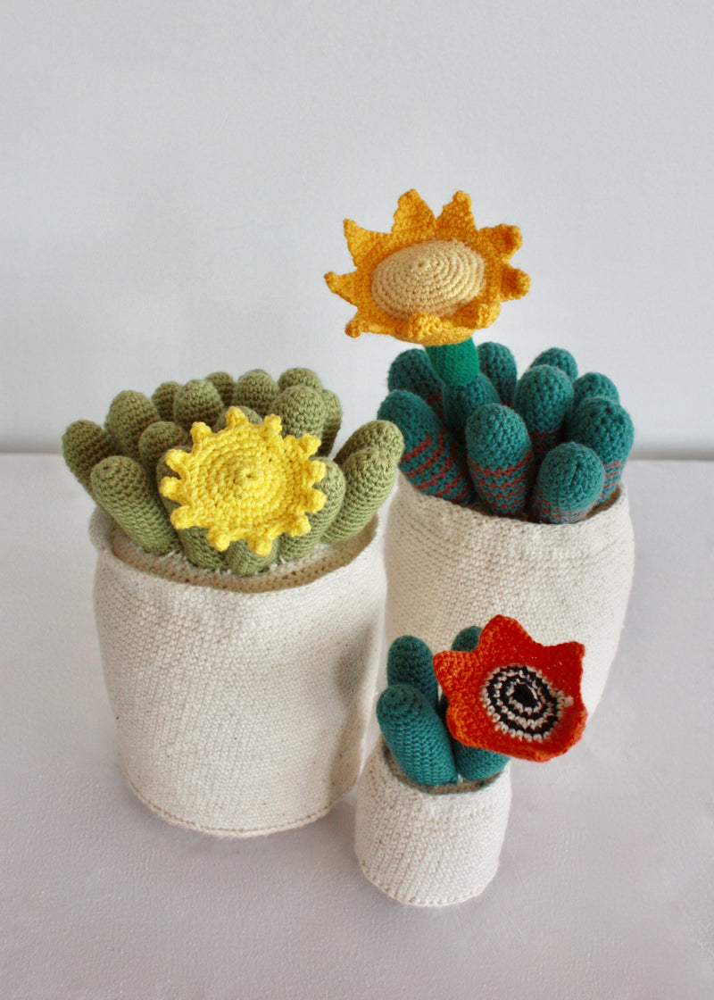 Flowering Crochet Cactus-Yellow Pineapple Flower